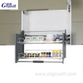 Kitchen cabinet lift basket pull-down storage basket